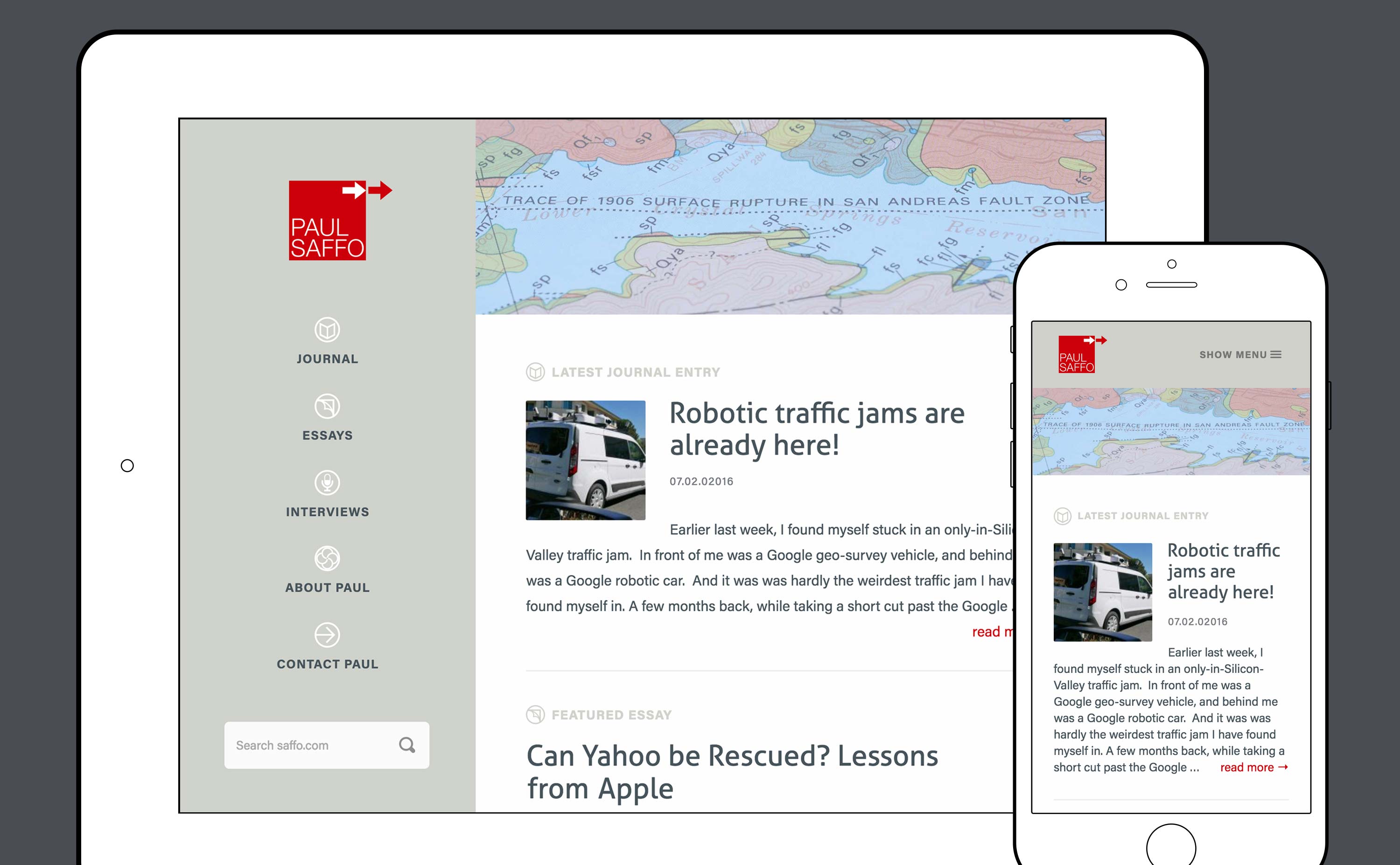 Paul Saffo Website Desktop and Mobile Screens